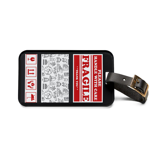 Luggage Tag Baggage Premium Acrylic and Leather Travel Card Contact Information for Gift Him or Her Present Please Handle With Care Fragile