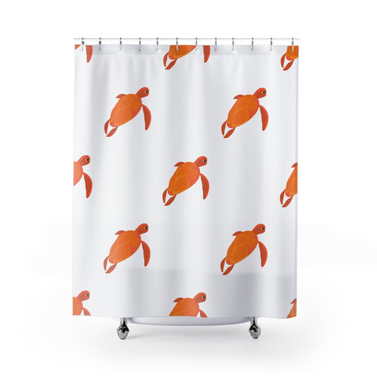 Orange Turtle Pattern Shower Curtain