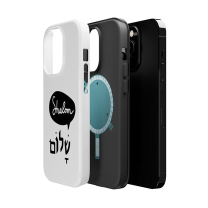 Shalom MagSafe Tough Phone Cases - Hebrew Israel Israeli Jewish Judaism Judaica - by Far Out Prints & Co.