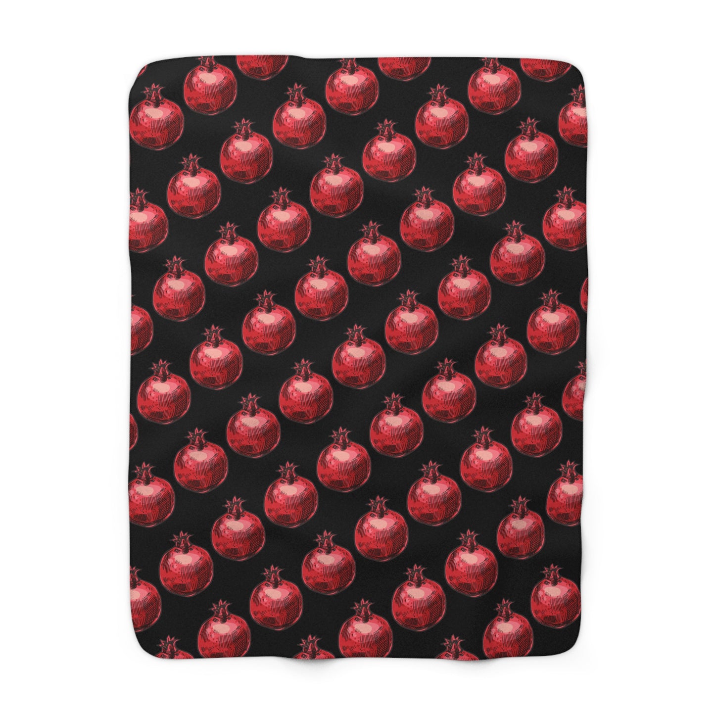 Bright Red Pomegranate Sketch - Jewish Judaism Israel Israeli Heritage - Sherpa Fleece Blanket - by Far Out Prints & Co.