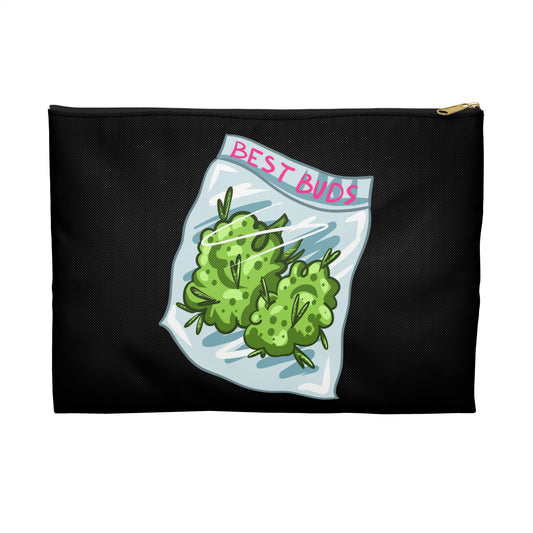 Best Buds - Accessory Pouch Black - Stoner Cannabis Weed Jewish Israeli Israel - by Far Out Prints & Co.