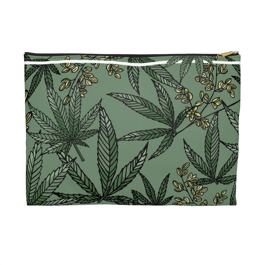 Male Marijuana Pattern - Accessory Pouch - Stoner Cannabis Weed Jewish Israeli Israel - by Far Out Prints & Co.