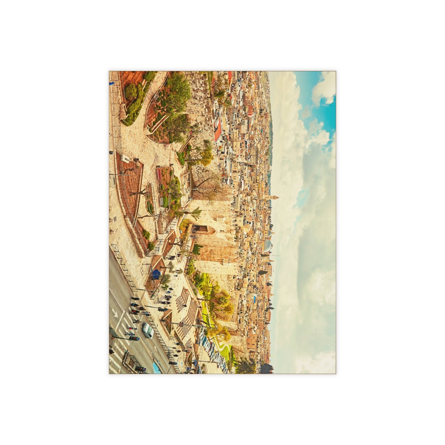 Damascus Gate Jerusalem Painting - Jewish Art Judaica Judaism Israel Israeli - Ceramic Photo Tile - Far Out Prints & Co.