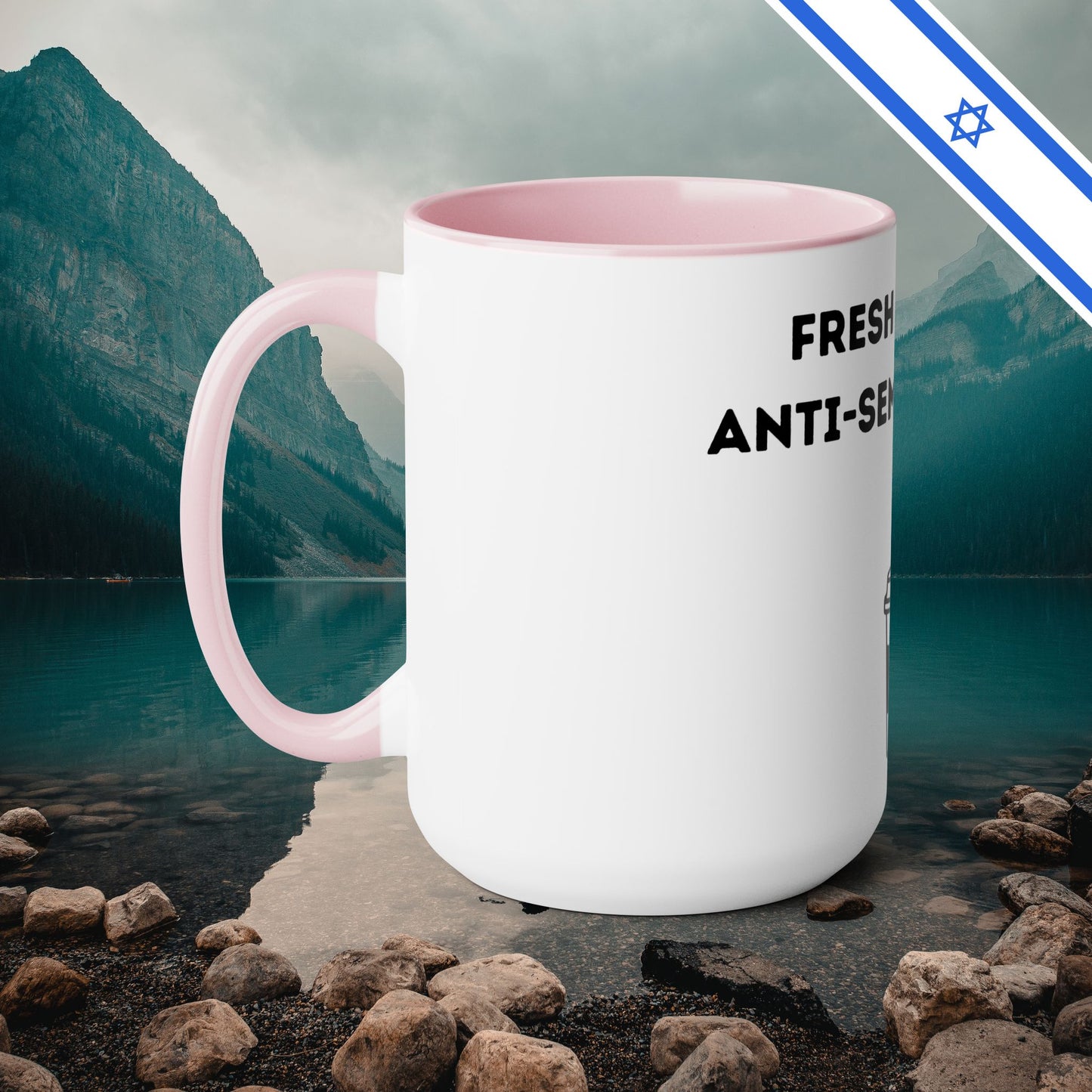 Fresh Brew of anti-Semitic Tears - Two-Tone Coffee Mugs, 15oz - Cafe Lovers - Far Out Prints & Co.