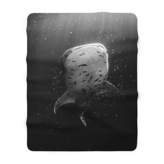 Tiger Shark Black and White Sherpa Fleece Blanket