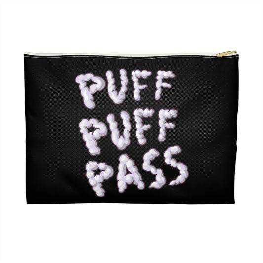 Puff Puff Pass - Accessory Pouch Black - Stoner Cannabis Weed Jewish Israeli Israel - by Far Out Prints & Co.