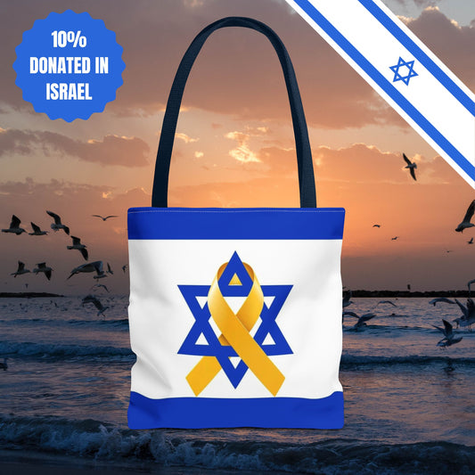 Israeli Hostages Flag Tote Bag Israel Flag Yellow Ribbon Tote Bag Bring Them Home Gift Jewish Present Judaism Totes Judaica Tote Bag Gift