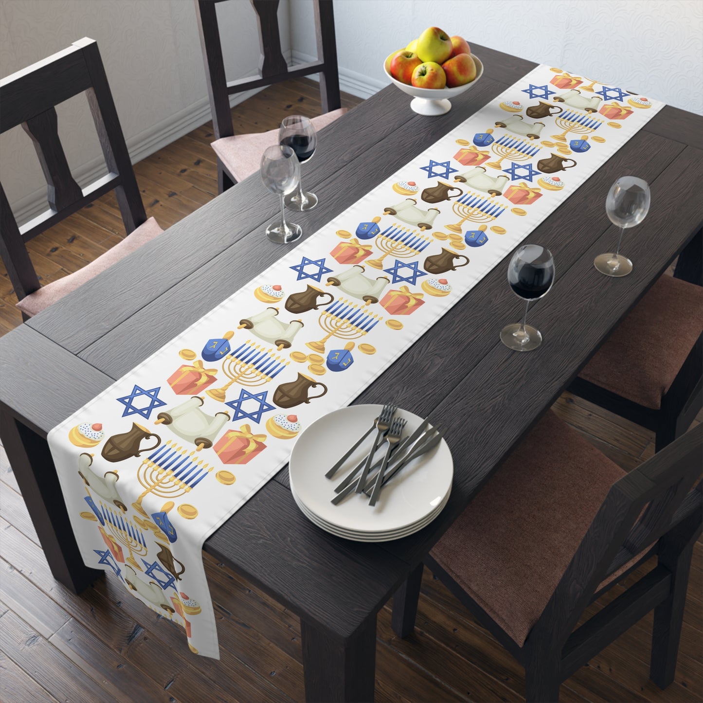 Hannukah Hanuka Hanukkah Chanukah Chanuka Chanukkah Channukah Chanukka 1 | Jewish Holiday Themed | Table Runner
