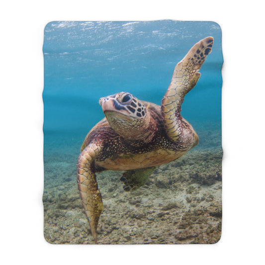 Cute Sea Turtle Sherpa Fleece Blanket