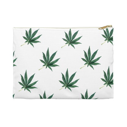 Marijuana Pattern - Accessory Pouch White - Embrace Hebrew Slang - Stoner Cannabis Weed Jewish Israeli Israel - by Far Out Prints & Co.