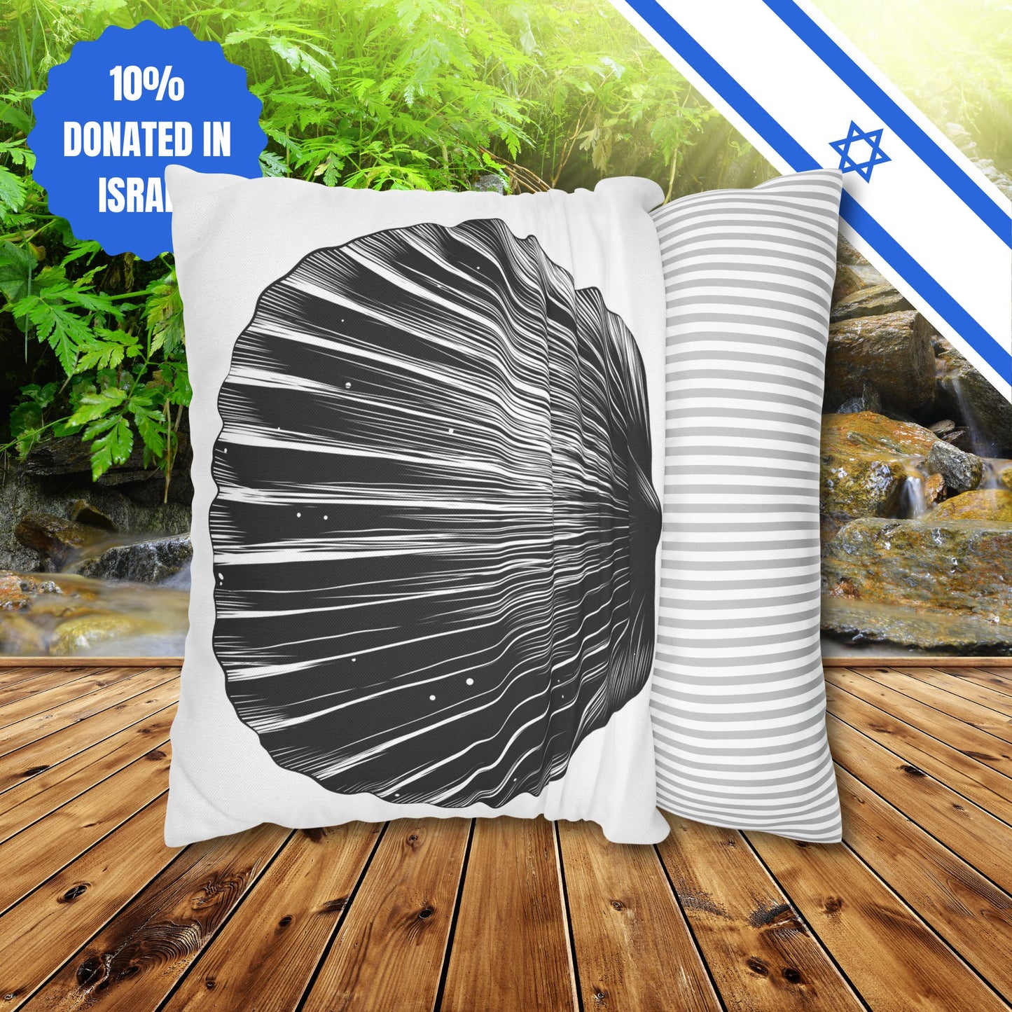 Square Pillowcase Gift Present Him Her His Her Adult Kid Home Decor House Couch Sofa Marine Ocean Conservation Lover Sea Shell Black White