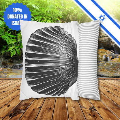 Square Pillowcase Gift Present Him Her His Her Adult Kid Home Decor House Couch Sofa Marine Ocean Conservation Lover Sea Shell Black White