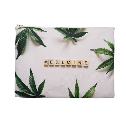 Medicine Cannabis Pattern - Accessory Pouch White - Stoner Cannabis Weed Jewish Israeli Israel - by Far Out Prints & Co.