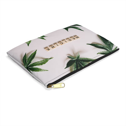 Medicine Cannabis Pattern - Accessory Pouch White - Stoner Cannabis Weed Jewish Israeli Israel - by Far Out Prints & Co.