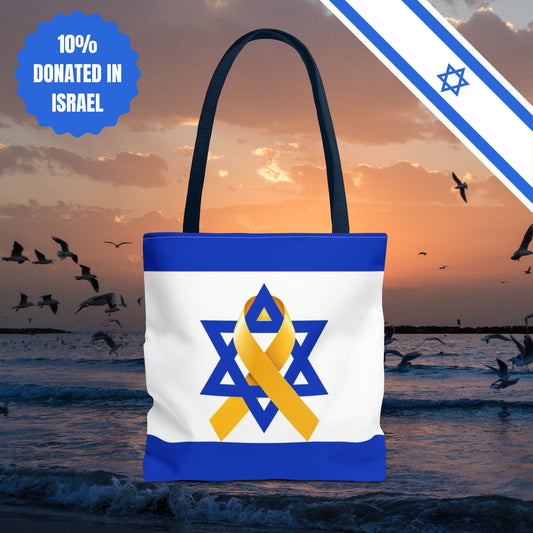 Israeli Hostages Flag Tote Bag Israel Flag Yellow Ribbon Tote Bag Bring Them Home Gift Jewish Present Judaism Totes Judaica Tote Bag Gift
