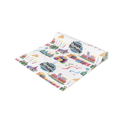 Happy Birthday Cake and Fun Pattern | Table Runner | Far Out Prints & Co.