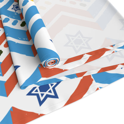 Jewish Bold Vibrant Colors | Jewish Holiday Themed | Table Runner | by Far Out Prints & Co.