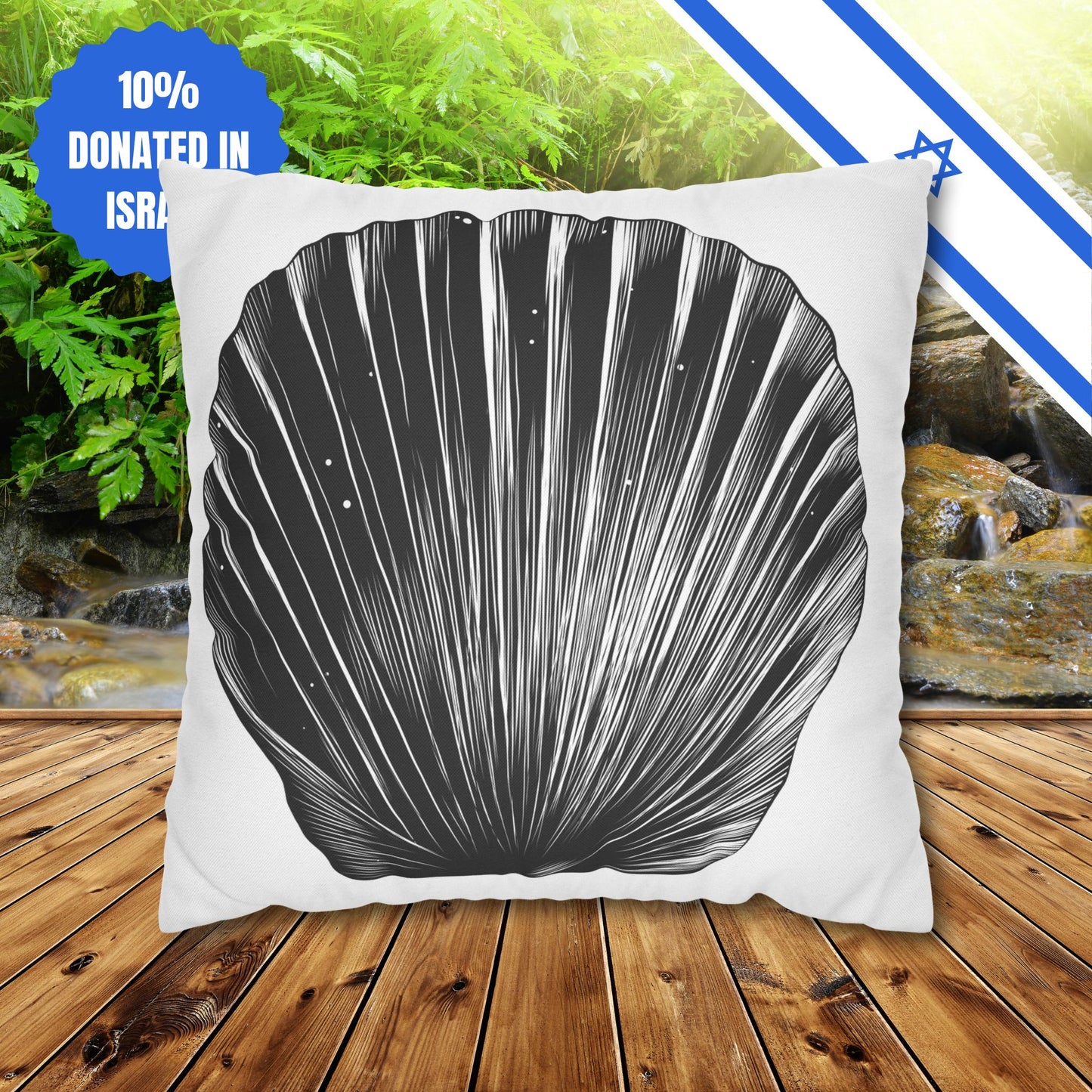 Square Pillowcase Gift Present Him Her His Her Adult Kid Home Decor House Couch Sofa Marine Ocean Conservation Lover Sea Shell Black White