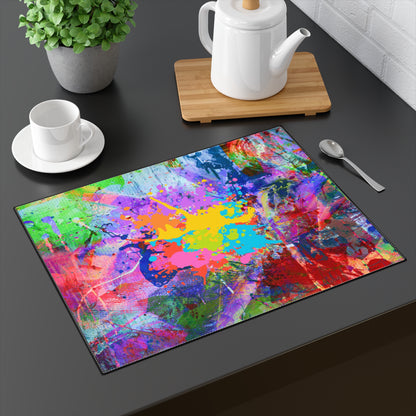 Colorful Acrylic Paint Splatter Rainbow - Placemat, 1pc -  by Far Out Prints & Co.
