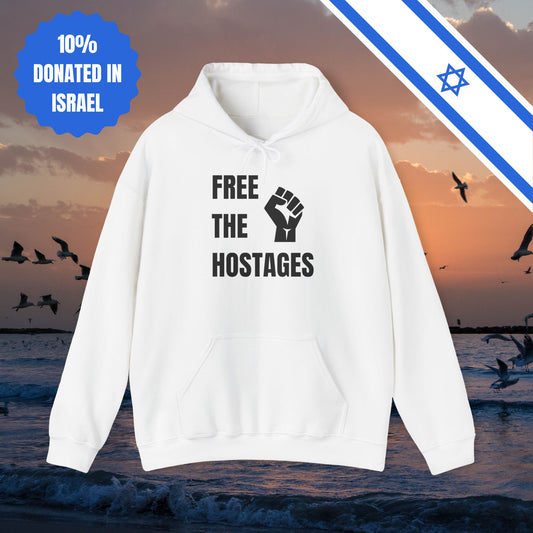 Free The Hostages | Unisex Hooded Sweatshirt | Israel Israeli Jewish Judaism Bring Them Home Stand With Us | by Far Out Prints & Co.