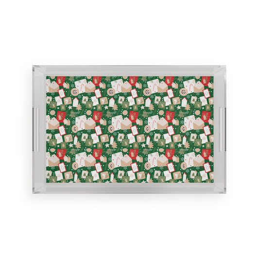 Christmas Decorations | Festive X-Mas Holiday Themed | Acrylic Serving Tray | by Far Out Prints & Co.