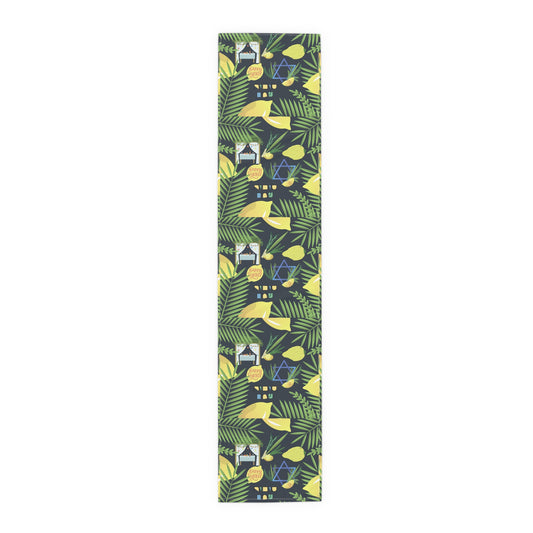 Sukkot Sukkoth Succot Succoth Sukkos Sukkus Sukkoth Sukot Sucot Jewish Table Runner Israel Israeli Hebrew Judaism Holiday Table Runner