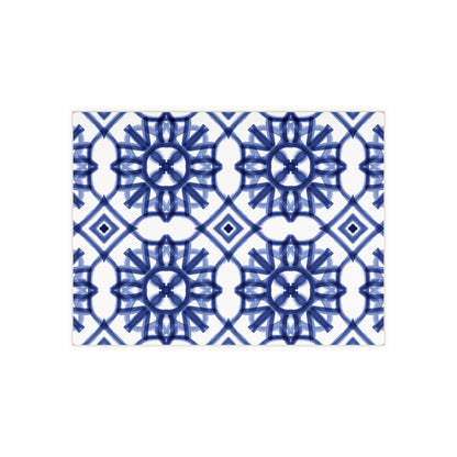 Blue and White Moroccan Design - Jewish Art Judaica Judaism Israel Israeli - Ceramic Photo Tile - Far Out Prints & Co.
