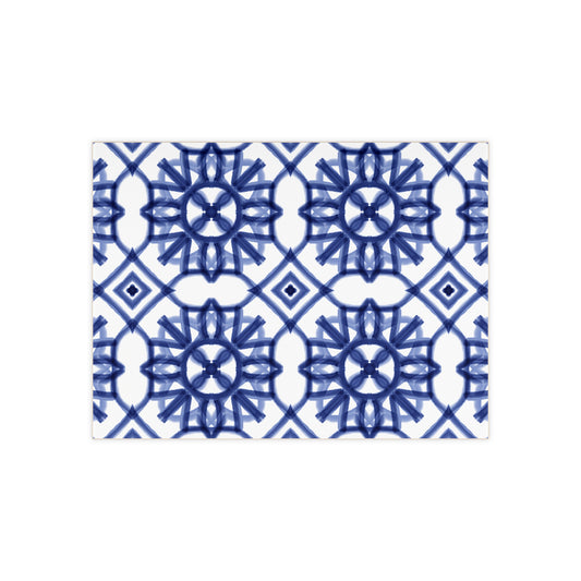 Blue and White Moroccan Design - Jewish Art Judaica Judaism Israel Israeli - Ceramic Photo Tile - Far Out Prints & Co.