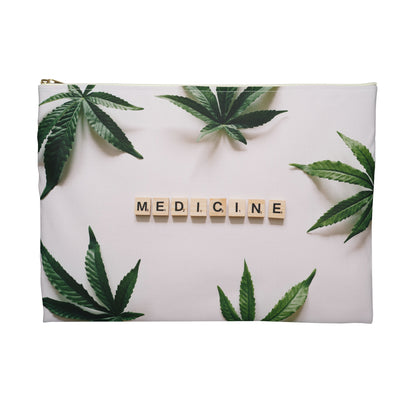 Medicine Cannabis Pattern - Accessory Pouch White - Stoner Cannabis Weed Jewish Israeli Israel - by Far Out Prints & Co.