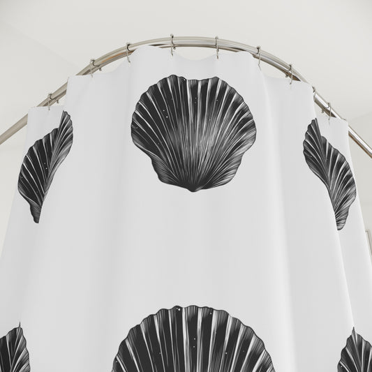 Shower Curtains: Unique Sea Shell Sketch Design, Perfect for Marine Life Enthusiasts, Bathroom Decor, Ocean Lover's Gift