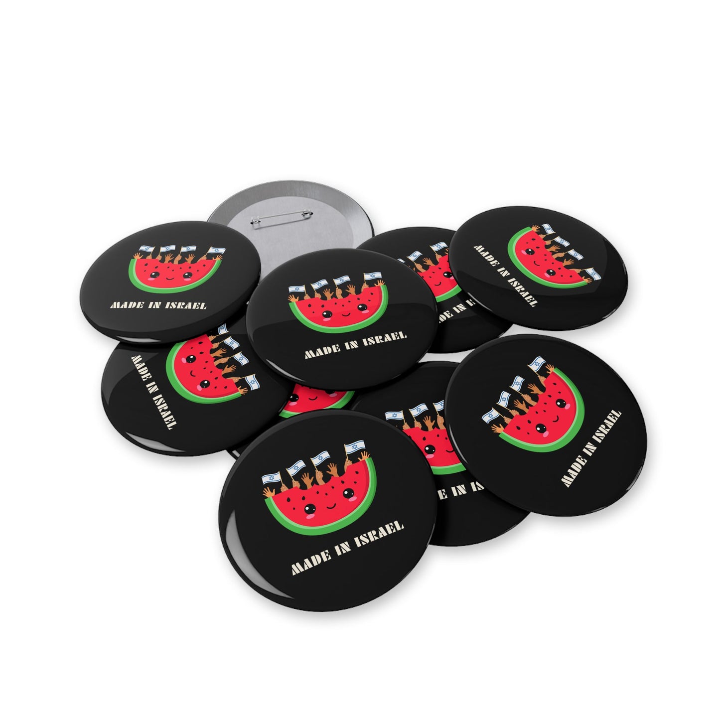 Made in Israel Watermelon - Pin Buttons Pins - Israel Israeli Jewish Judaism Judaica - by Far Out Prints & Co.