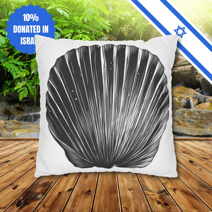 Square Pillowcase Gift Present Him Her His Her Adult Kid Home Decor House Couch Sofa Marine Ocean Conservation Lover Sea Shell Black White