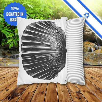 Square Pillowcase Gift Present Him Her His Her Adult Kid Home Decor House Couch Sofa Marine Ocean Conservation Lover Sea Shell Black White