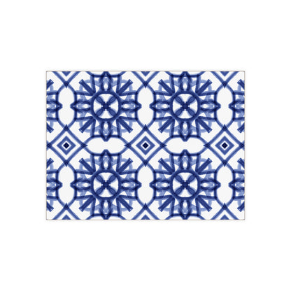 Blue and White Moroccan Design - Jewish Art Judaica Judaism Israel Israeli - Ceramic Photo Tile - Far Out Prints & Co.
