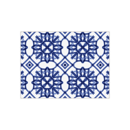 Blue and White Moroccan Design - Jewish Art Judaica Judaism Israel Israeli - Ceramic Photo Tile - Far Out Prints & Co.