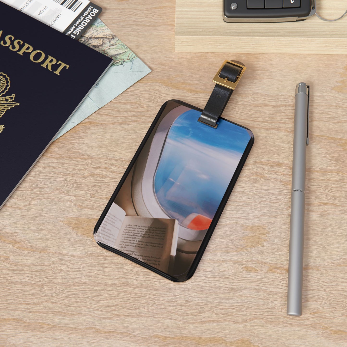 Window Seat | Premium Acrylic and Leather Luggage Tag | by Far Out Prints & Co