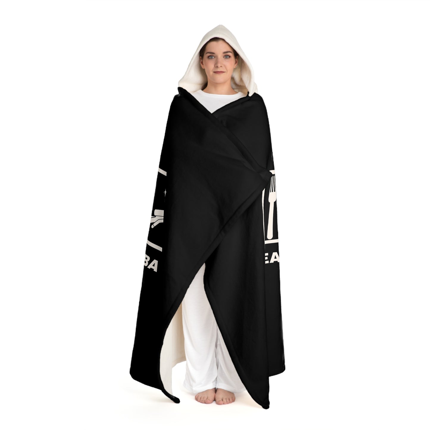 Eat Sleep Scuba - Hooded Sherpa Fleece Blanket - by Far Out Prints & Co.