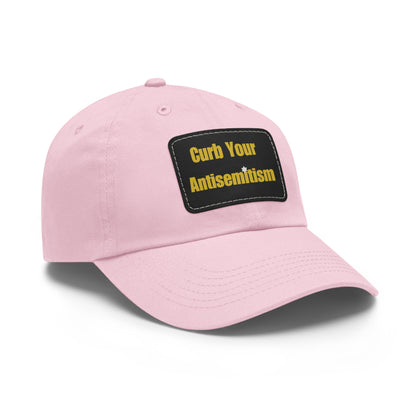 Curb Your Antisemitism Dad Hat with Leather Patch - Stand Against Hate And Discrimination - Israel Israeli Jewish Judaism