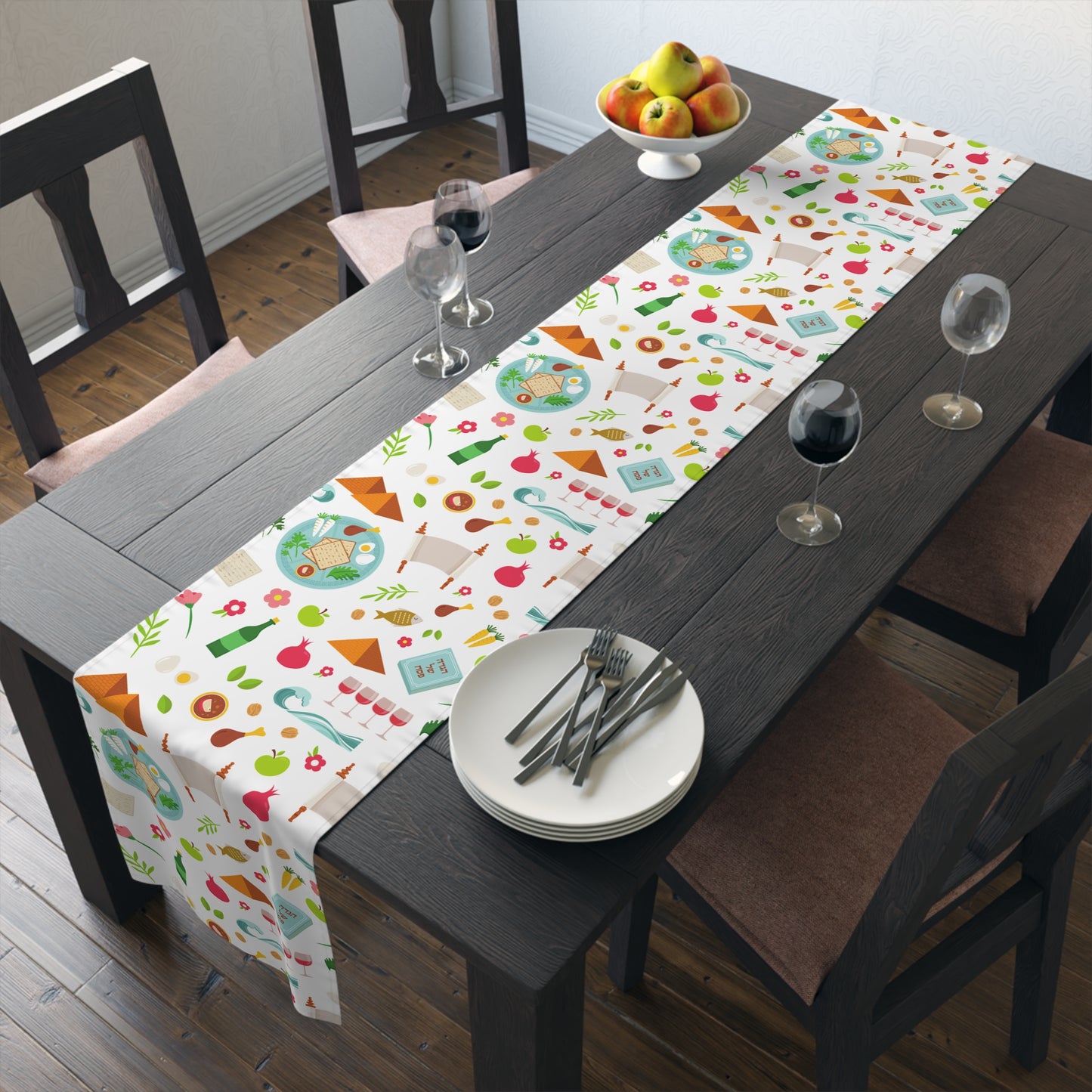 Happy Passover | Israel Israeli Judaism Judaica Jewish Holiday Themed | Table Runner | by Far Out Prints & Co.