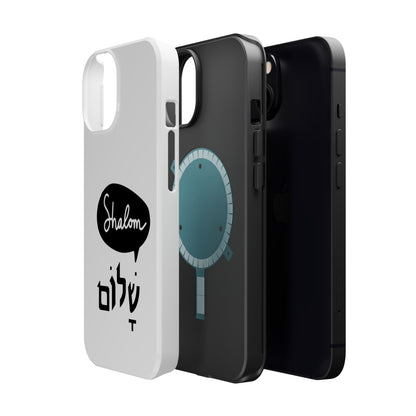 Shalom MagSafe Tough Phone Cases - Hebrew Israel Israeli Jewish Judaism Judaica - by Far Out Prints & Co.