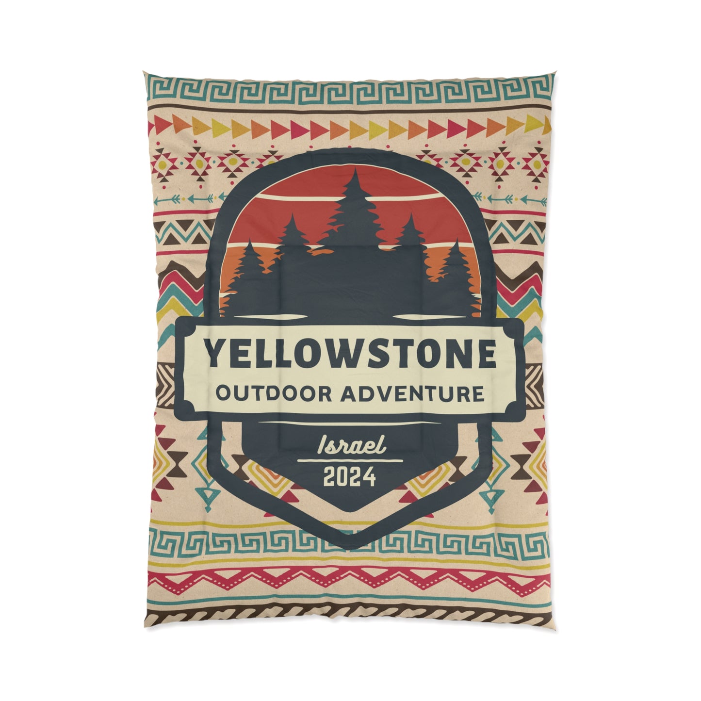 Yellowstone Outdoor Adventure Azteca Comforter by Far Out Prints & Co.