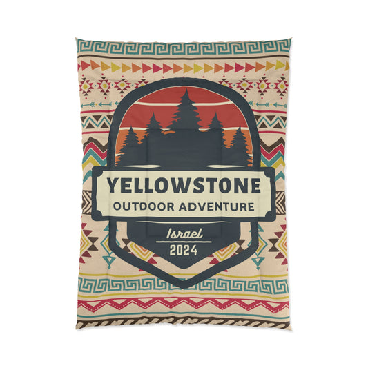 Yellowstone Outdoor Adventure Azteca Comforter by Far Out Prints & Co.