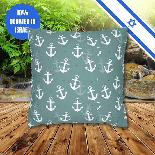 Square Pillowcase Gift Present Him Her His Her Adult Kid Home Decor House Couch Sofa Marine Ocean Conservation Lover Navy Anchors Ocean