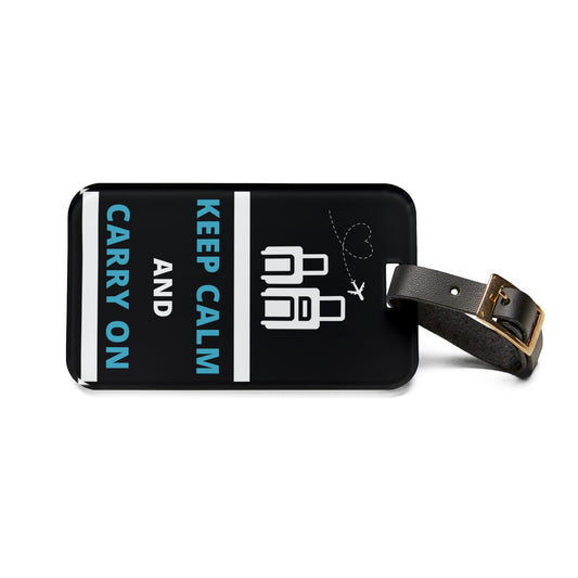 Keep Calm And Carry On Premium Acrylic and Leather Luggage Tag | Travel Lovers | by Far Out Prints & Co