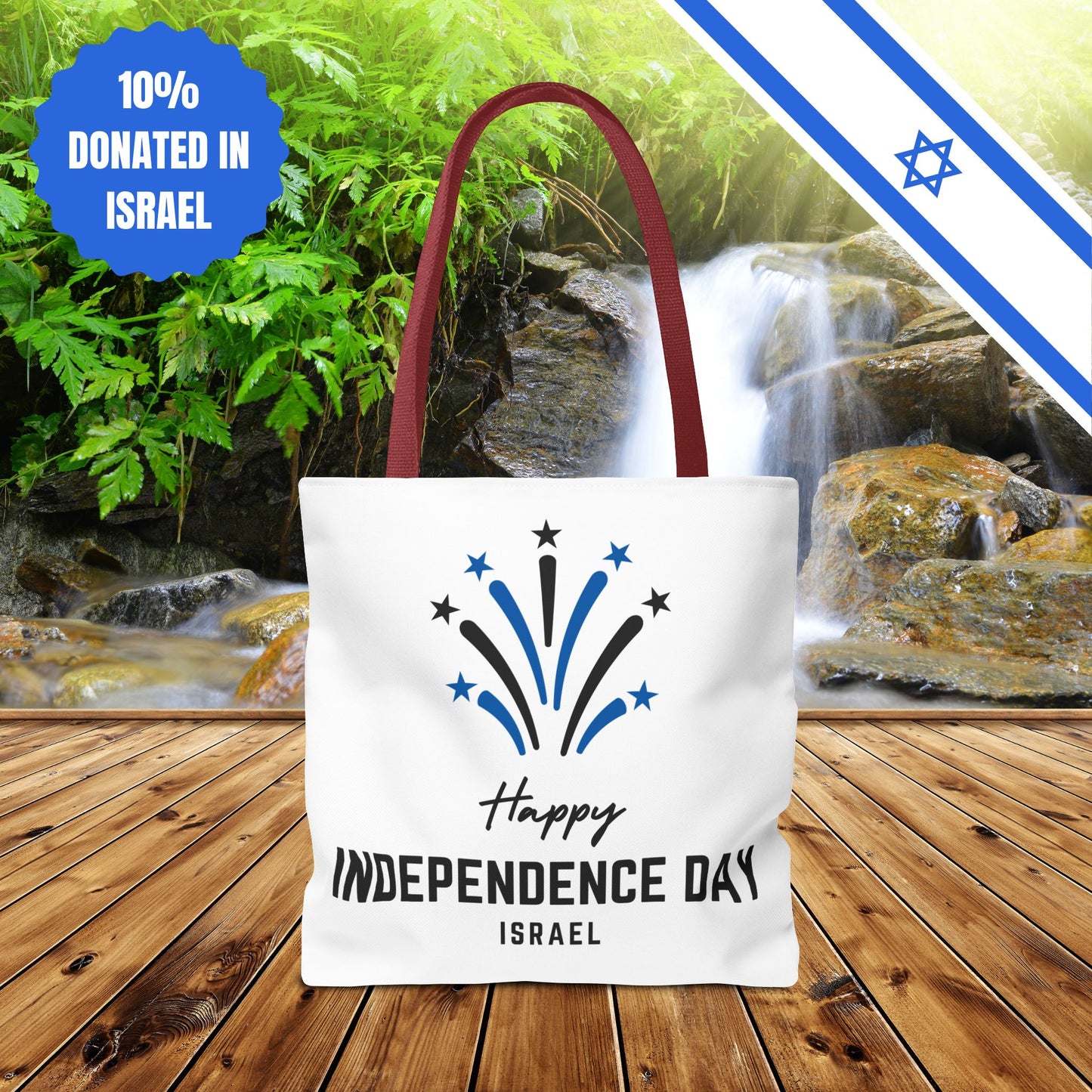 Happy Independence Day Israel | Tote Bag | Judaism Judaica Jewish Israeli Zionist Zionism | by Far Out Prints & Co.