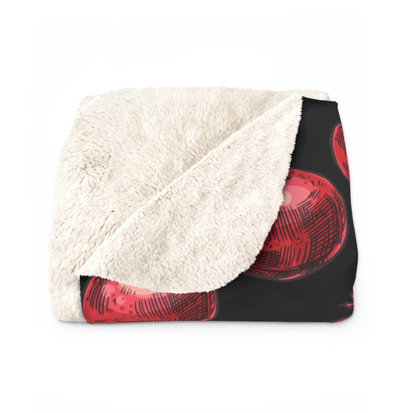 Bright Red Pomegranate Sketch - Jewish Judaism Israel Israeli Heritage - Sherpa Fleece Blanket - by Far Out Prints & Co.