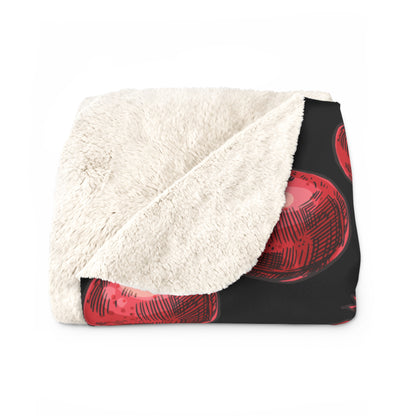 Bright Red Pomegranate Sketch - Jewish Judaism Israel Israeli Heritage - Sherpa Fleece Blanket - by Far Out Prints & Co.