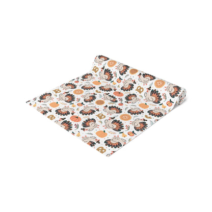 Turkey Love Pattern | Thanksgiving Festive Holiday Themed | Table Runner | by Far Out Prints & Co.