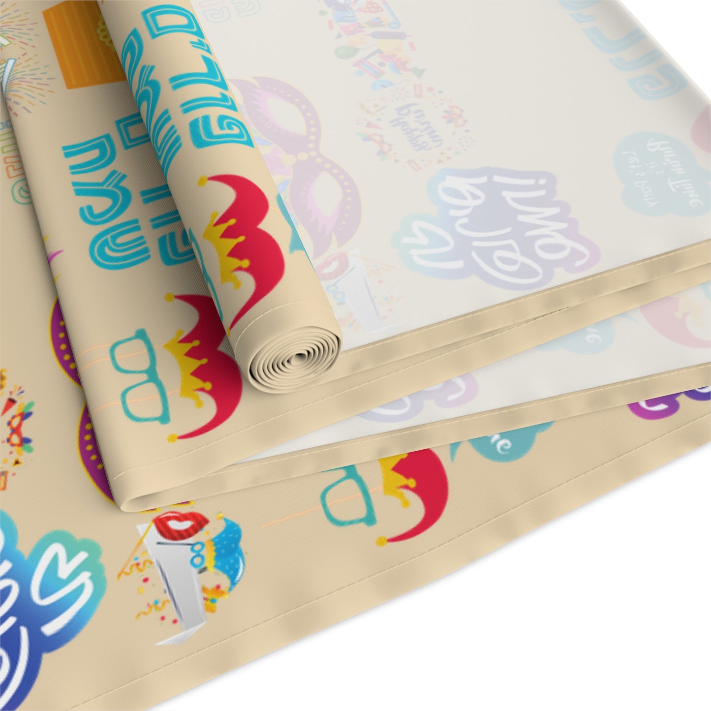 Happy Purim Pattern | Israel Israeli Judaism Judaica Jewish Holiday Themed | Table Runner | by Far Out Prints & Co.