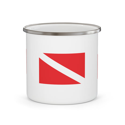 Enamel Cup Mug Gift Scuba Diver Down Flag Premium Enamel Cup Diving Gift Diver Theme Present Dive Operation Center Birthday Present Mug Gift